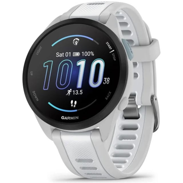 Checkit Store Garmin  Garmin Forerunner 165, 43mm, GPS, Wi-Fi, Android/iOS, curea Silicon, Mist Grey/Whitestone 