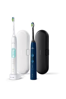 Checkit Store Philips Set 2 periute de dinti sonice electrice 62000 miscari/minut, 3 moduri de curatare, senzor presiune, functie BrushSync, 2 tocuri de transport, 2 capete de periere, Alb/Albastru