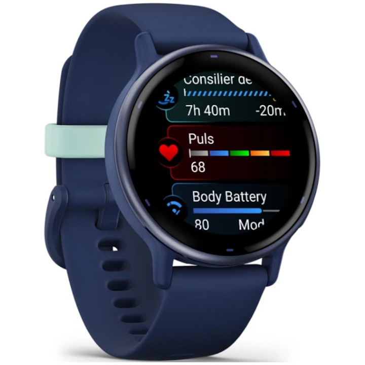 Checkit Store Garmin  Smartwatch Garmin vivoactive 5, 42mm, GPS, Wi-Fi, Android/iOS, curea silicon, Metallic Navy/Navy 