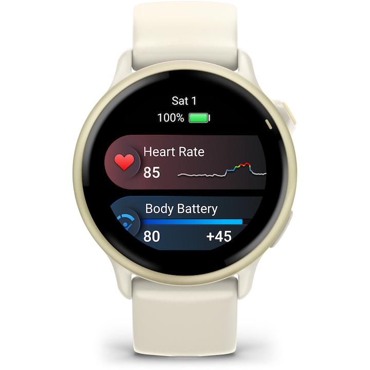 Checkit Store  Smartwatch Garmin vivoactive 6, 42mm, GPS, Wi-Fi, Android/iOS, curea silicon, Bone/Lunar Gold 